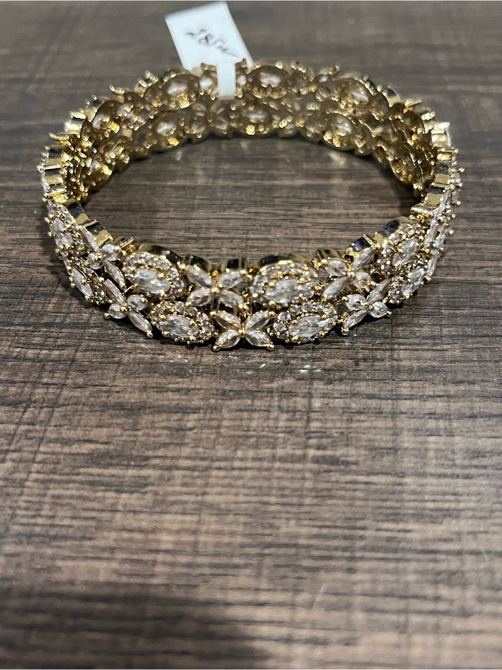 Gold Crystal Floral Bangle Set rhinestone CV lot Indian - Picture 4 of 4